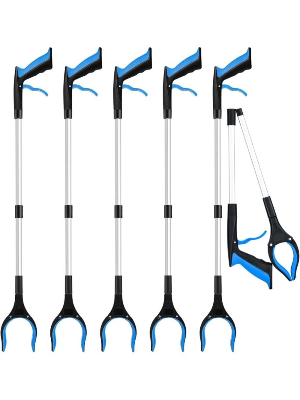 6 Pack Foldable Reacher Grabber Tool - Lightweight Trash Picker for Elderly Aid
